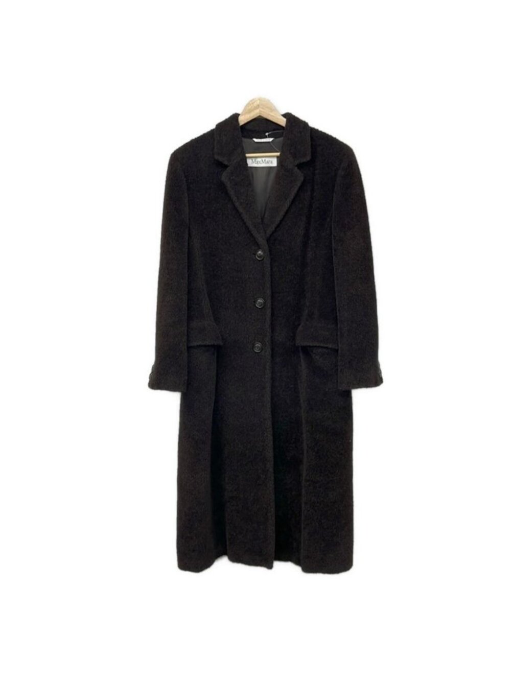 Max Mara Coat 40 Dark Brown Alpaca Winter Long Sleeve